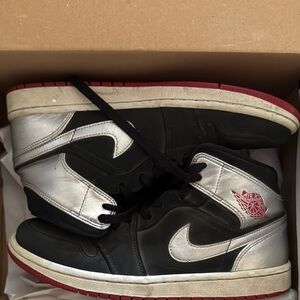 Jordan Black and White Sneakers with Red Details